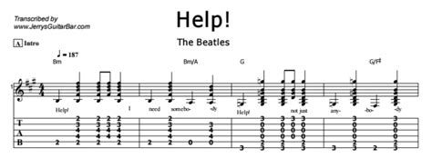The Beatles Help Guitar Lesson Tab And Chords Jerrys Guitar Bar