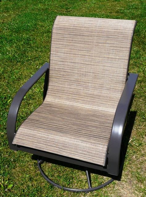 An outdoor sling chair consists of a aluminum patio chair or chaise frame, with a panel of outdoor sling mesh material stretched tight on the outdoor furniture frame. Patio Sling Fabric Replacement FT-129 Raw Linen