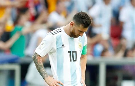 Lionel Messi Stares At The Ground As He Is Eliminated From The World