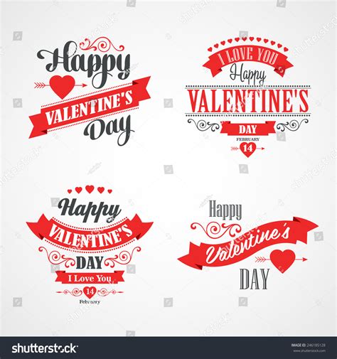 Happy Valentines Day Lettering Card Typographic Stock ...