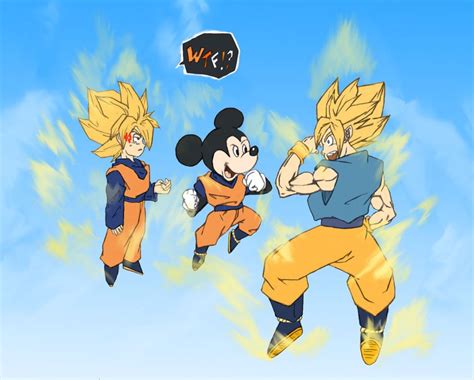 Image Goku Mickey And Goten By Ikki Kun Ultra Dragon Ball Wiki