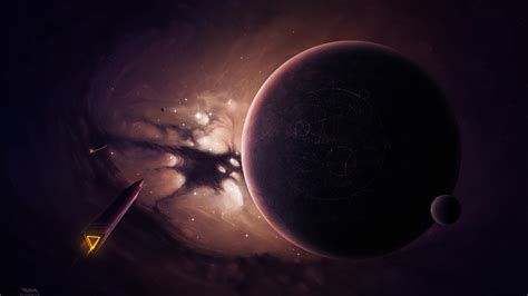 Digital Art Space Universe Spaceship Planet Stars Nebula
