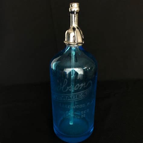 Vintage Caribbean Blue Glass Jacobson Seltzer Bottle Etsy