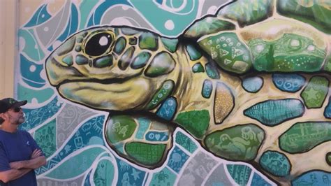Ofl 0488 Super Cool Turtle Mural On The Wall At Our Community Center In