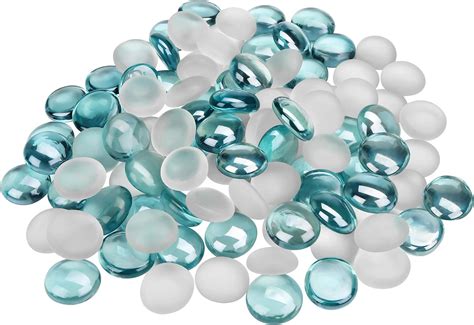 Belle Vous Round Glass Pebbles 500grams 18 20mm Clear Teal And White Glass Gems Glass