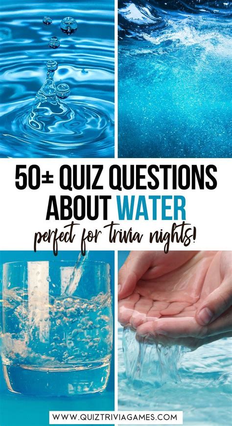 The Words 50 Quiz Questions About Water Are Shown In Four Different