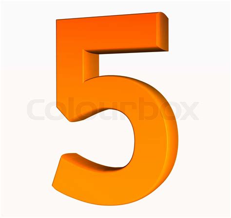 Orange Alphabet Number 5 3d Isolated On White Stock Image Colourbox