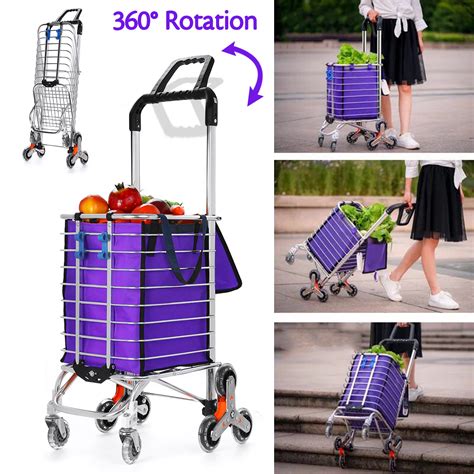 Upgraded 8 Rolling Wheels Stair Climbing Foldable Shopping