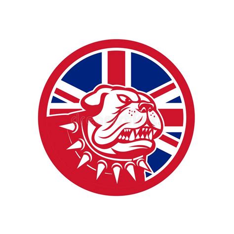 British Bulldog Head Union Jack Flag Icon Stock Vector Illustration