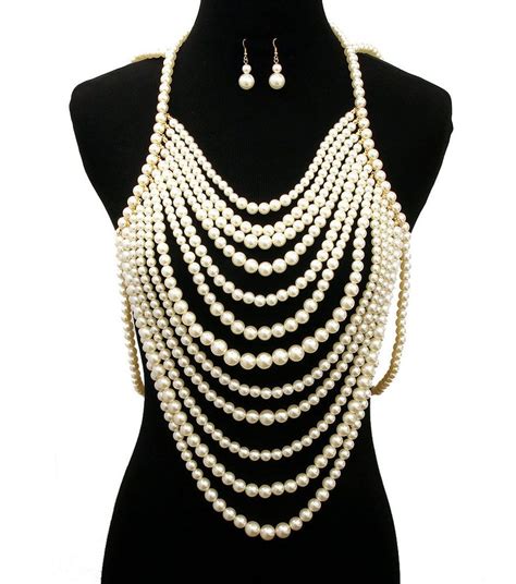 12 Multi Layer Pearl Necklace Set Pearl Body Chain Necklace And