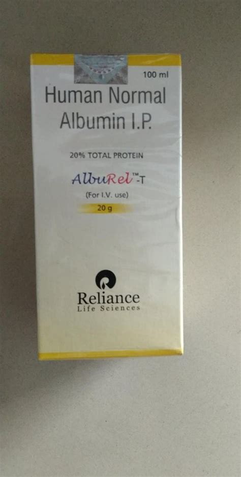 human normal albumin i p 20 100 ml reliance at rs 4900 vial in ahmedabad