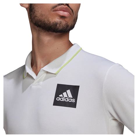 Adidas Men`s Paris Freelift Tennis Polo Shirt White And Pulse Lime