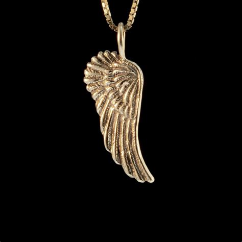 Angel Wing Necklace 14k Gold Guardian Angel Wing Charm Gold