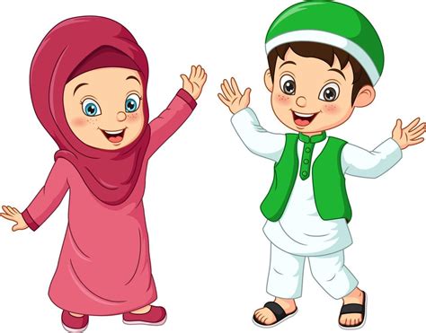 Happy Muslim Kid Cartoon On White Background 5113054 Vector Art At Vecteezy