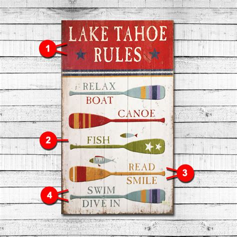 Lake Rules Vintage Sign Personalized And Retro Lake Sign