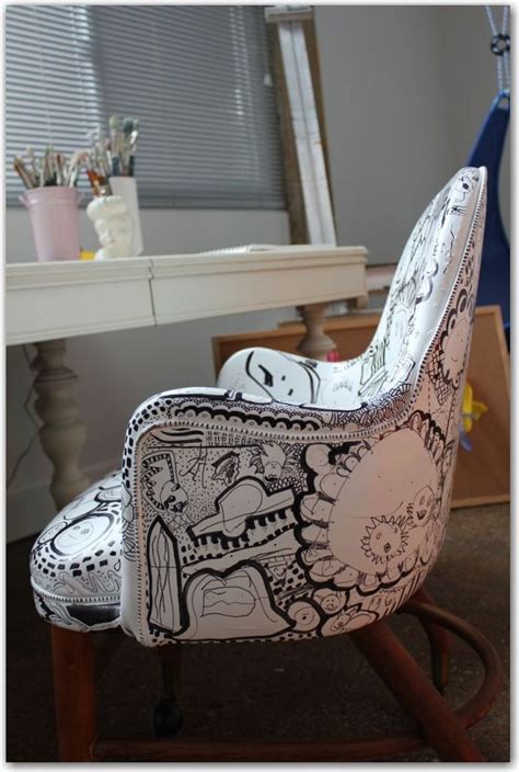 Sharpie Mugs Just Paint An Old Vinyl Chair White And Then Draw On It