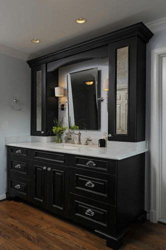 Creating a calming aesthetic in your home restroom by purchasing a stylish new bath vanity from homary! Bathroom Single Sink Tall Cabinets Ontop Of Vanity Design ...