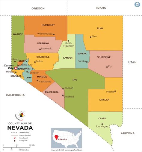 Nevada State Map With Counties And Cities Time Zones Map