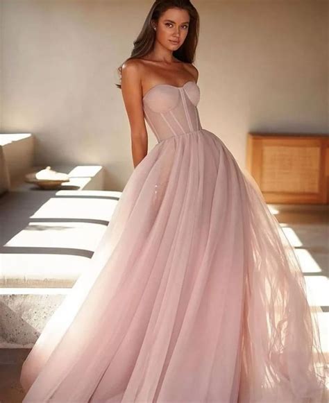 Light Pink Tulle Gown Etsy Light Pink Prom Dress Pink Prom Dresses