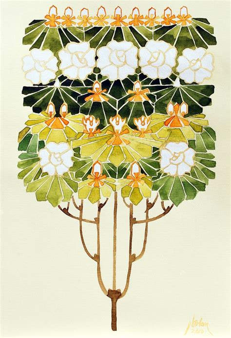 Art Nouveau Flowers Painting Eric Leahy