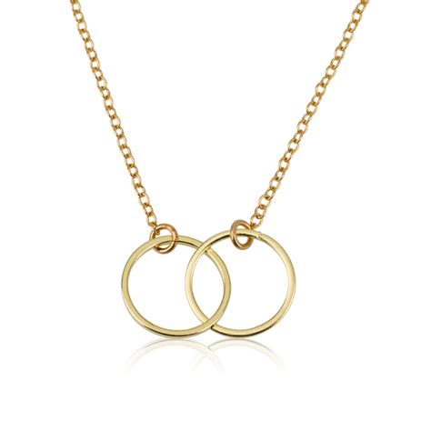Double Circle Gold Necklace 15 Inches Gold Necklace Women Double