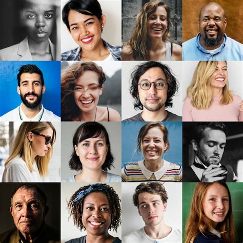 Multi Ethnicities Of Various People Face Portraits Photo Premium Download