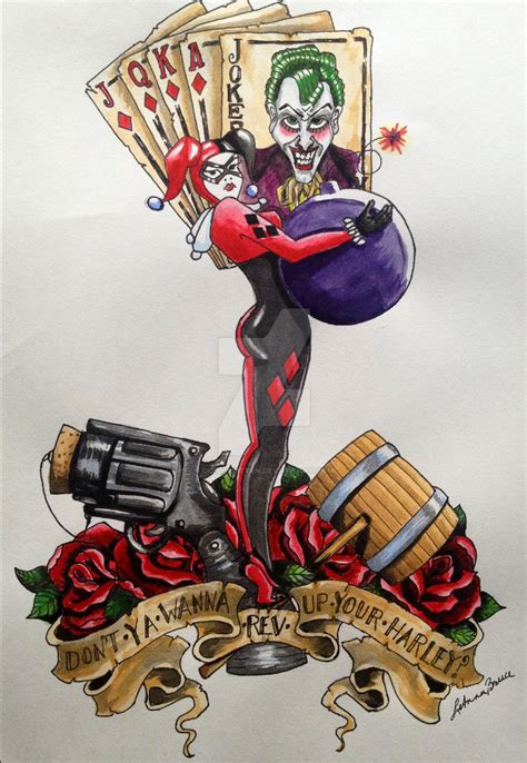 Harley Quinn Traditional Tattoo Style By Skellykitten On Deviantart
