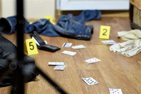 Crime Scene Investigation Numbering Of Evidences After The Murder In