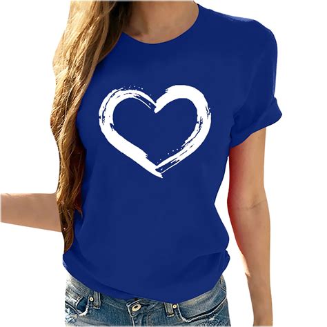 testy womens plus size clearance women short sleeves o neck heart shaped print casual tops