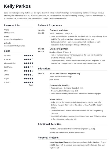 Engineering Student Resume Examples And Guide 10 Tips