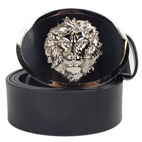 Versace Jeans Couture Lion Buckle Leather Black Belt Accessories From