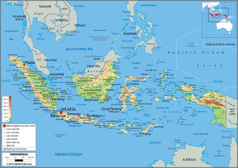 Indonesia Physical Wall Map By Graphiogre
