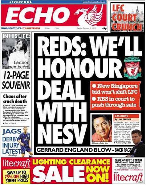 On This Day Liverpool Echo Front Pages From October 12 2007 2008