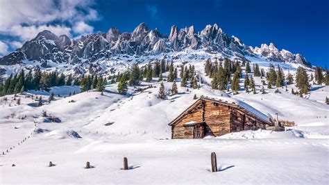Cabin In Winter Mountains 5k Retina Ultra Hd Wallpaper Background