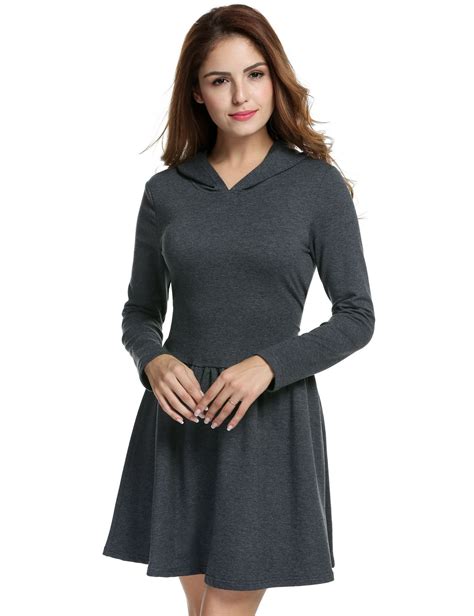 black long sleeve hooded low waist pleated casual dress casual dress cheap dresses casual