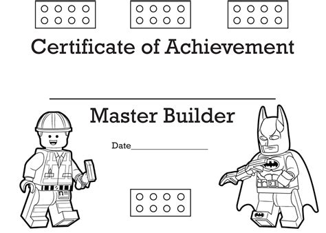 The Lego Batman Certificate Is Shown In Black And White With