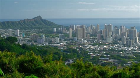 Cityscape With Buildings And Coastal Landscape In Honolulu Hawaii