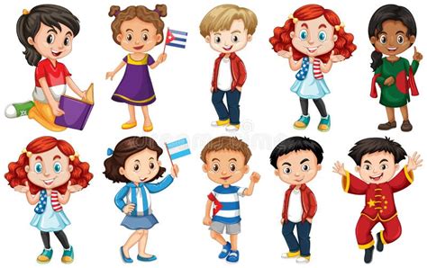 Set Of Children From Different Countries Stock Vector Illustration Of
