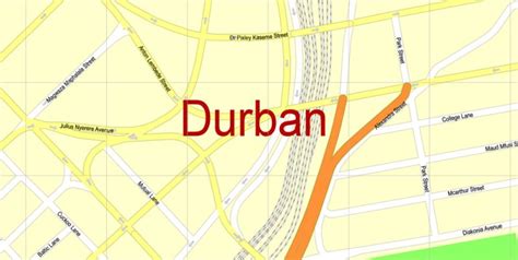 City Map Durban Vector Urban Plan Adobe Illustrator Editable Street Map