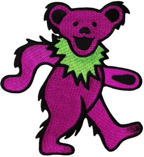 Grateful Dead 5 Purple Dancing Bear Patch Rock Band Icon Fan Iron On