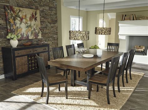 Emerfield Two Tone Brown Rectangular Extendable Dining Room Set From