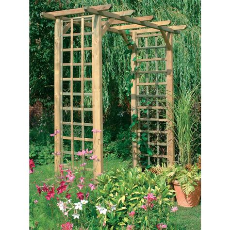 This outdoor wide arch is manufactured from heavy duty metal tubing. Wide Classic Square Timber Garden Arch Trellis Archway ...