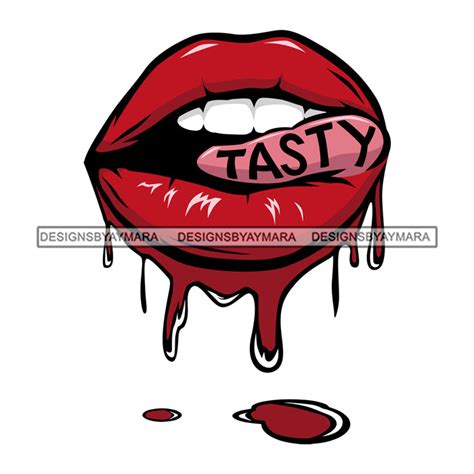 Tasty Red Lips Red Lips Pinktongue Svg  Png Vector Clipart Cricut