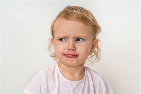 Little Baby With Sad Expression In Face Stock Image Image Of