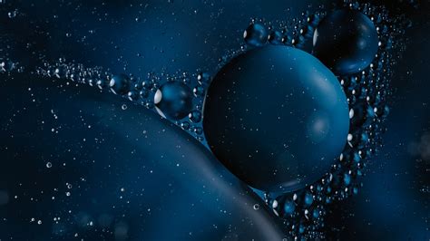 Download Wallpaper 1920x1080 Bubbles Air Liquid Macro Blue Dark