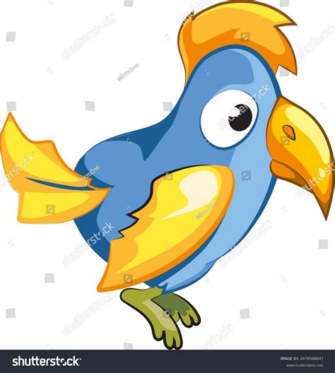 Cute Cartoon Parrot Adorable Blue Bird Stock Vector Royalty Free
