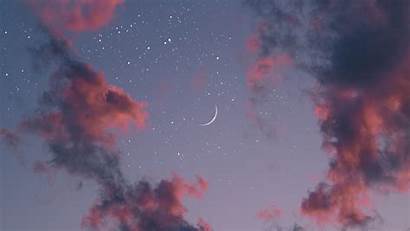 Moon Desktop Clouds Sky Aesthetic Stars Night