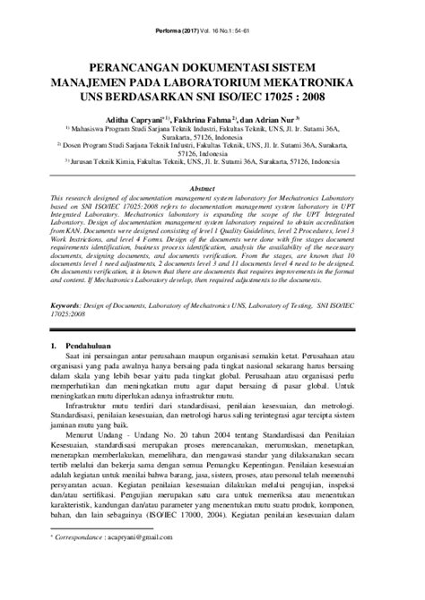 Pdf Perancangan Dokumentasi Sistem Manajemen Pada Laboratorium