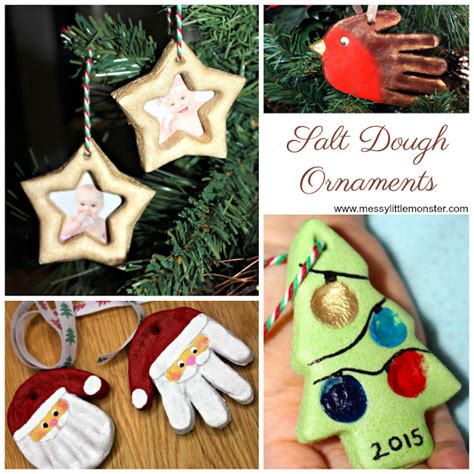 Messy Little Monster Salt Dough Ornaments Christmas Handprint Crafts