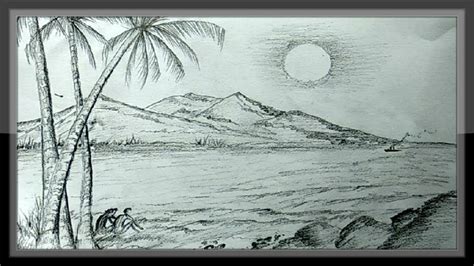 Pencil Drawing Of Nature Scenery Landscape Drawings Draw Sketch